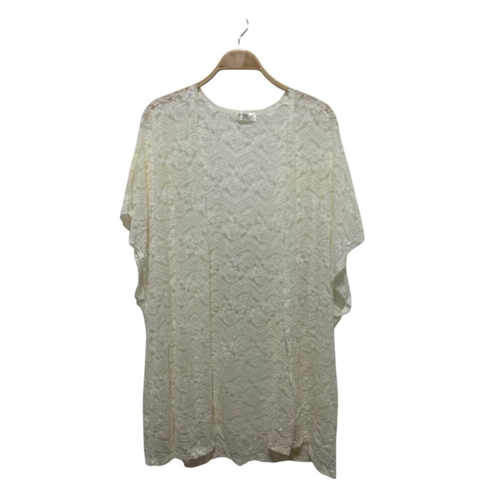 Frumos Made in the USA Nylon White Lace Cotton Blend Tunic Beach Cover 1XL